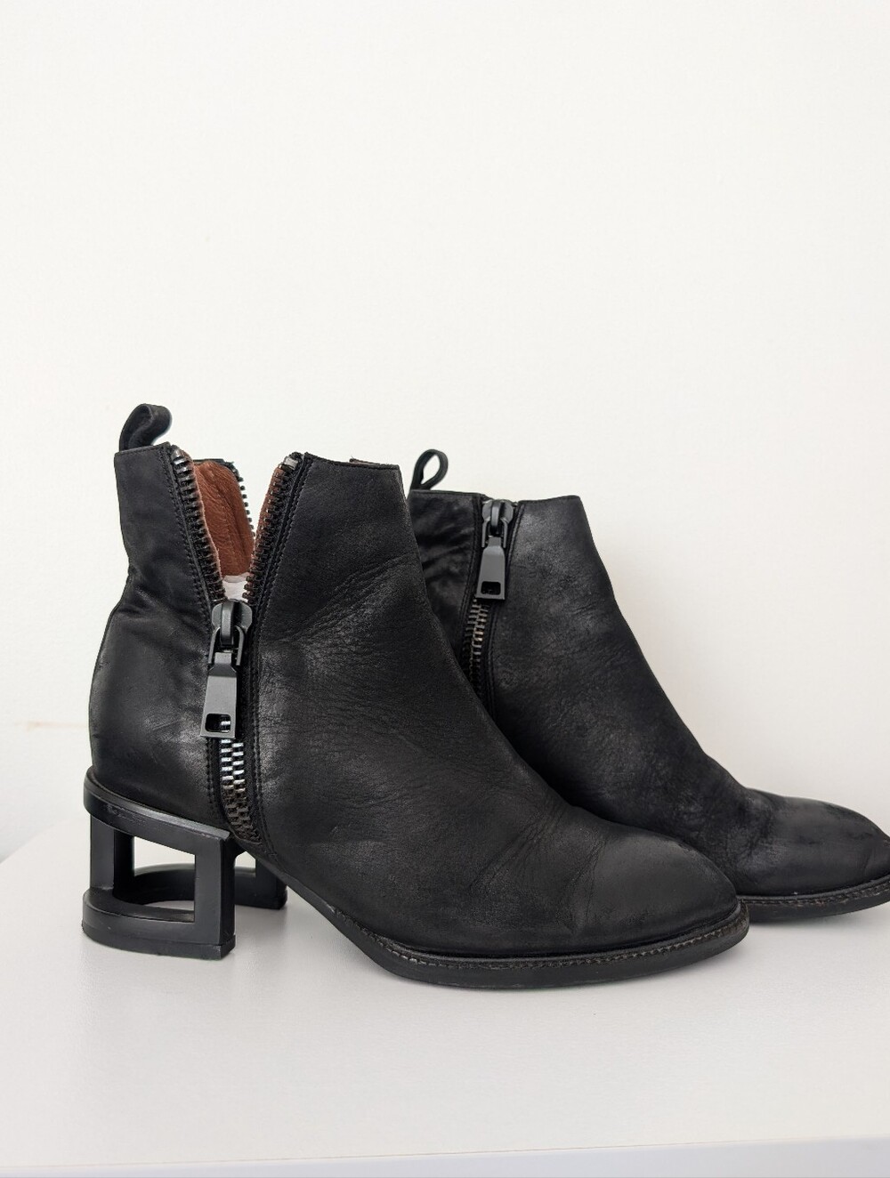 Jeffrey Campbell Black Leather Ankle Boots Size 6.5